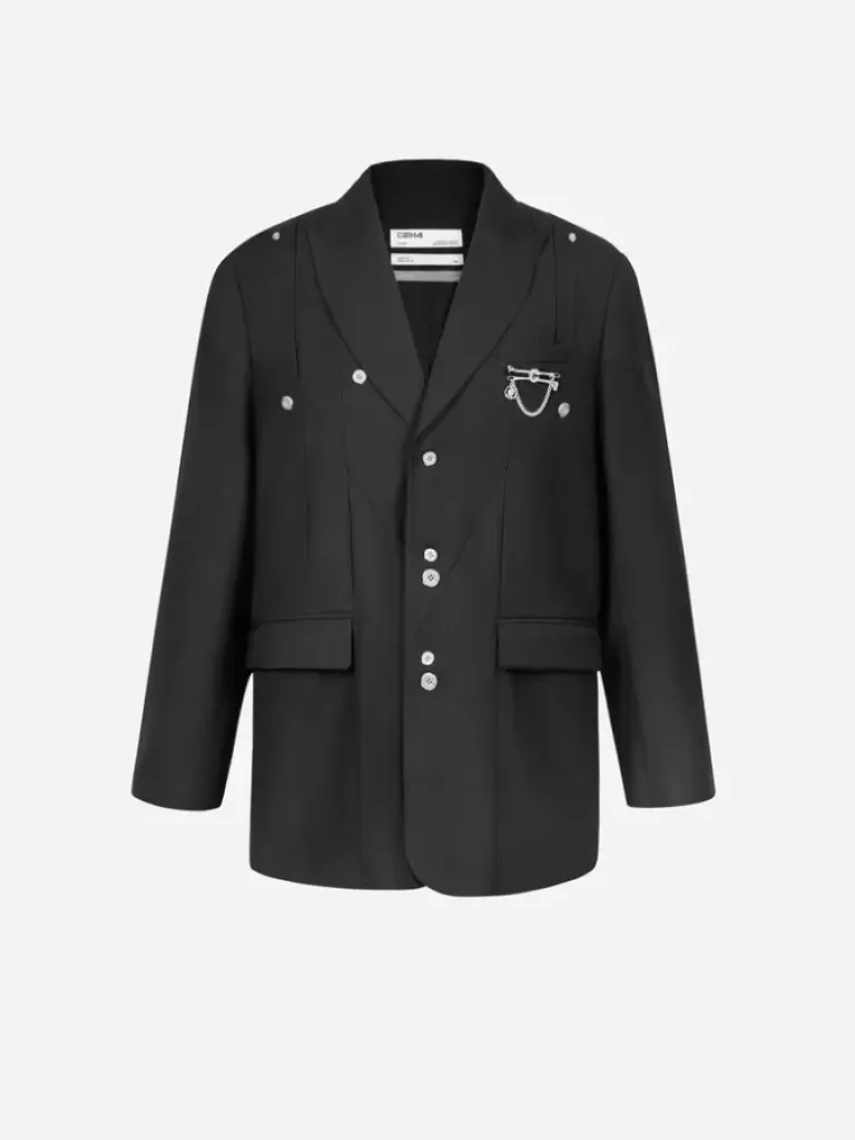 Men C2H4 006 - Paneled Splicing Tailored Jacket
