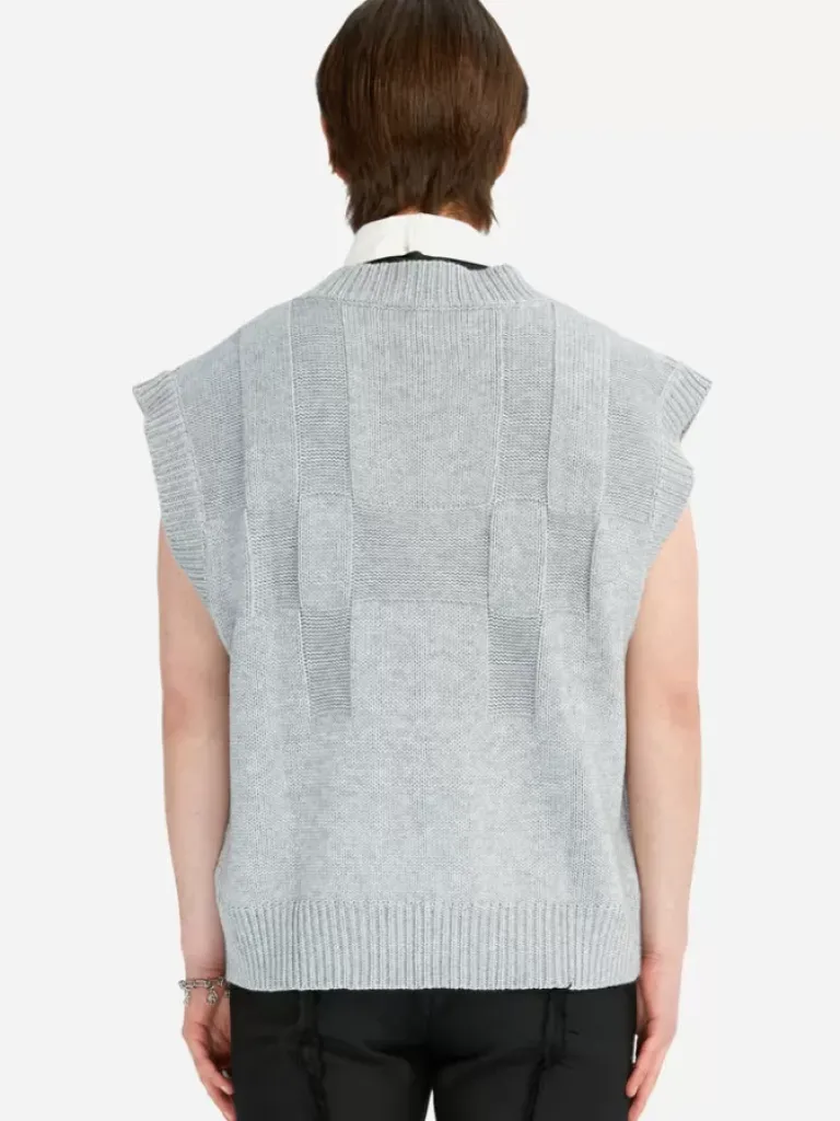 Men C2H4 005 - Panelled Check Knit Vest
