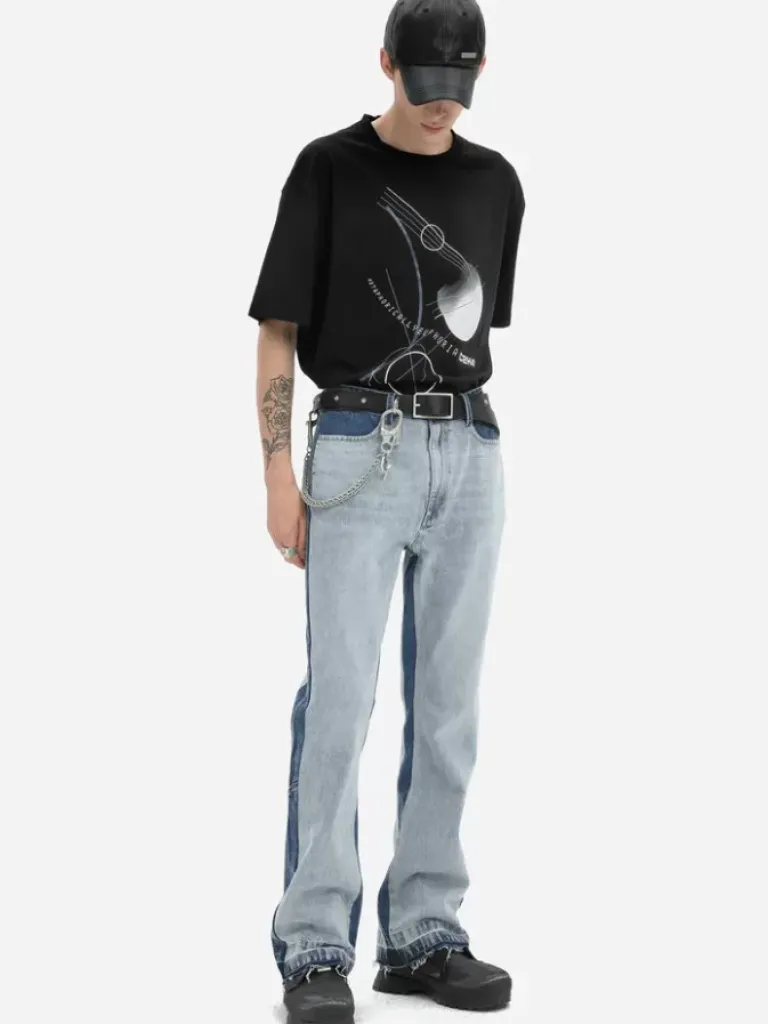 Men C2H4 004 - Panelled Cropped Jeans