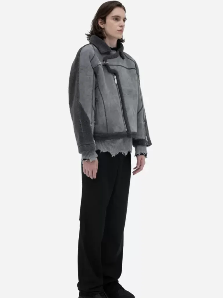 Men C2H4 002 - Panelled Streamline Shearling Jacket