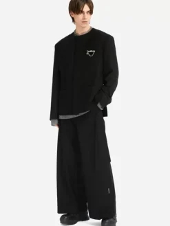 Men C2H4 005 - Raw Edge Round Neck Blazer