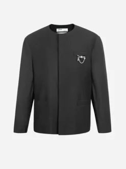 Men C2H4 005 - Raw Edge Round Neck Blazer