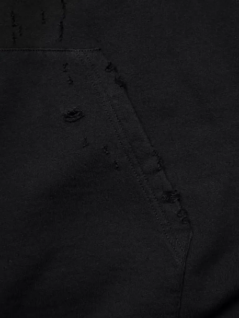 Men C2H4 003 - "Rose On Score" Distressed Sleeveless Hoodie