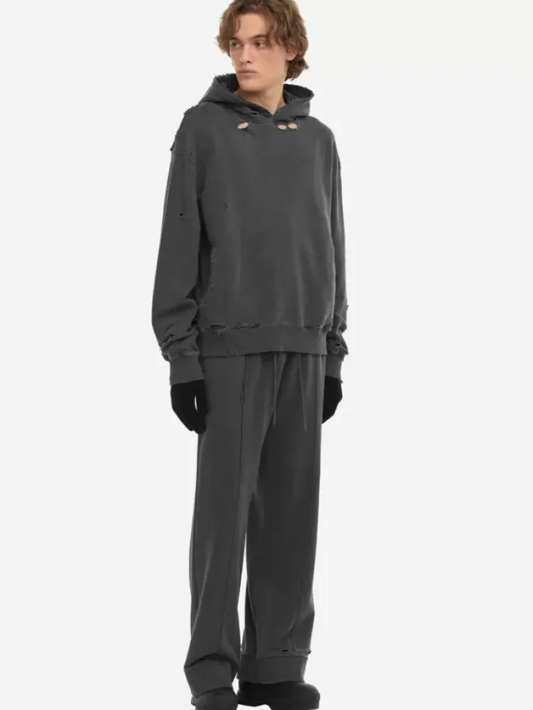 Men C2H4 Staff Uniform Asymmetric Agitator Distressed Sweatpants