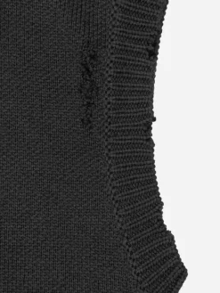 Men C2H4 Staff Uniform Distressed V-Neck Sleeveless Knit Vest