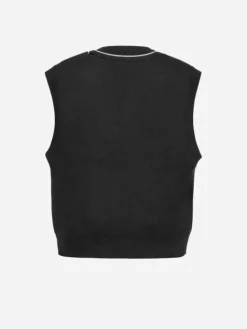 Men C2H4 Staff Uniform Distressed V-Neck Sleeveless Knit Vest