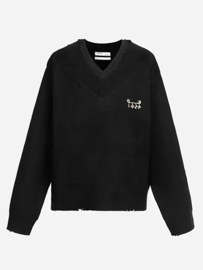 Men C2H4 Staff Uniform Layered V-Neck Sweater