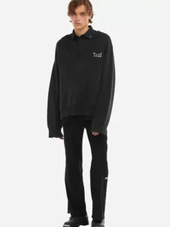 Men C2H4 006 - Sunburnt Distressed V-Neck Knit Sweater