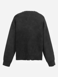 Men C2H4 006 - Sunburnt Distressed V-Neck Knit Sweater