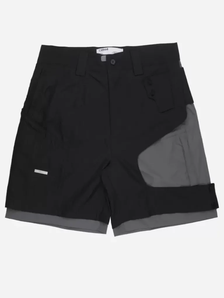 Men C2H4 001-X - Crooked Double Layered Tactical Shorts
