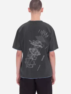 Men C2H4 001-X - Matrix Of Consciousness Printed Distressed Layered T-Shirt