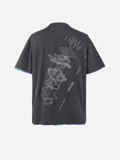 Men C2H4 001-X - Matrix Of Consciousness Printed Distressed Layered T-Shirt