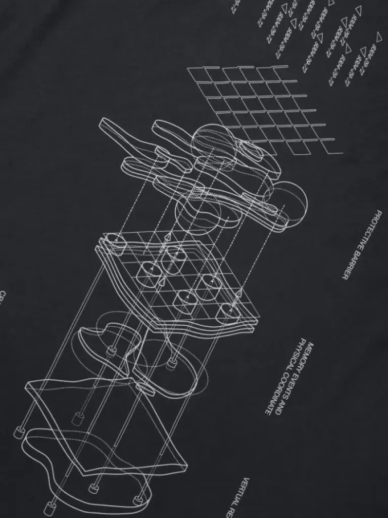 Men C2H4 001-X - Matrix Of Consciousness Printed Distressed Layered T-Shirt