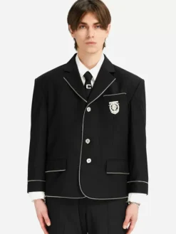 Men C2H4 005 - Zipper Piping Badged Tailored Jacket