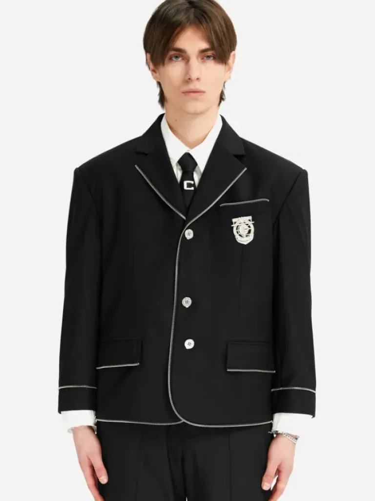 Men C2H4 005 - Zipper Piping Badged Tailored Jacket